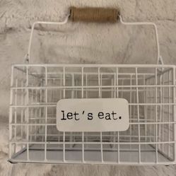 “Let’s Eat” White Utensils & Napkin Caddy