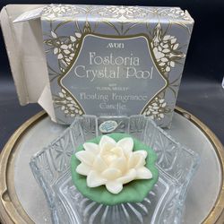 Vintage FOSTORIA CRYSTAL POOL FLOATING FRAGRANCE CANDLE BY AVON NEW IN BOX NIB