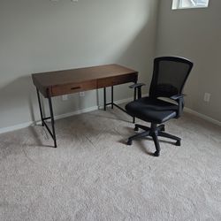 Wood and Metal Office Desk (Chair Included)