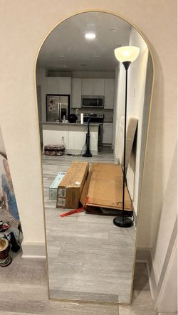 Large Gold Arched Full-Length Floor Mirror