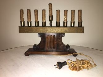 Judaica Antique Temple Synagogue Menorah Original