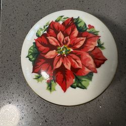 Porcelain decorative plates w/poinsettia