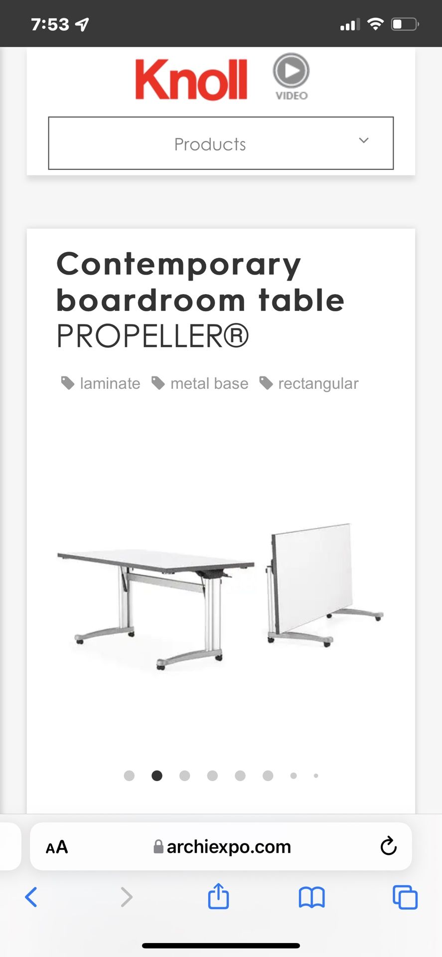 Knoll Propeller Mobile Writing Desk Designed by Emanuela Frattini Training Tables