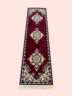2x8 Burgundy Traditional Runner Rug
