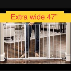Regalo Easy Open 47 Inch Super Wide Walk Thru Baby Gate Fits