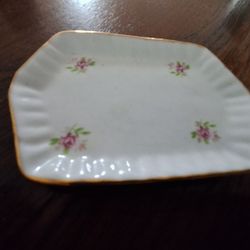 Vintage porcelain small trinket dish or business card plate. 
