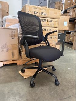 Home Office Managerial Executive Chair, Ergonomic Mesh Adjustable Swivel Mid-Back Chair with Comfortable Lumbar Support, Comfy Arms for Bedroom,Study,