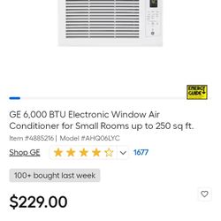 GE 6,000 BTU Electronic Window Air Conditioner 250 Sq Ft