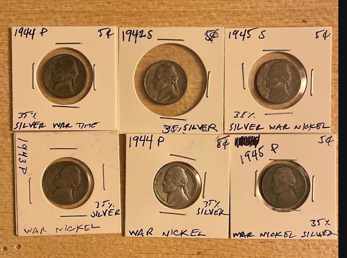 6 Silver War Nickels
