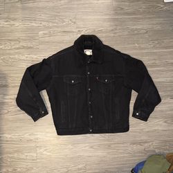 Vintage Levis Jacket Mens XL Black Denim Trucker Sherpa Lined Type 3 Heavy 1993