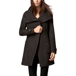 Burberry Brit Waltford Belted Wool Blend Coat Grey Sz. 2