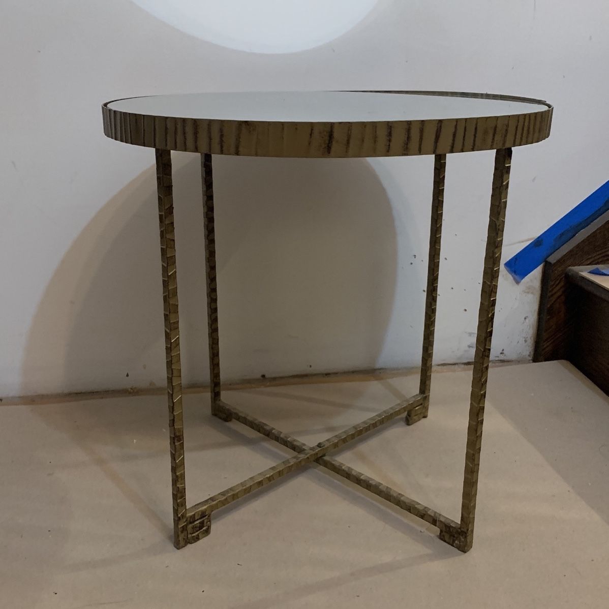 Matte Brass Glass End Table (Pair)