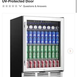 Single Zone 180-Cans Undercounter Freestanding/Built-in Beverage and Wine Cooler in Black