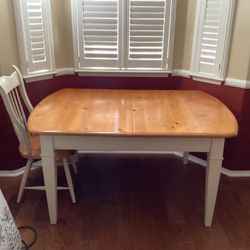 Pine Dining Table W/3 Chairs & Extension