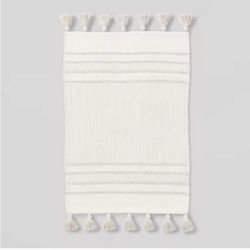Texture Border Stripe Rug Cream/Silver Gray - Hearth & Hand™ with Magnolia
