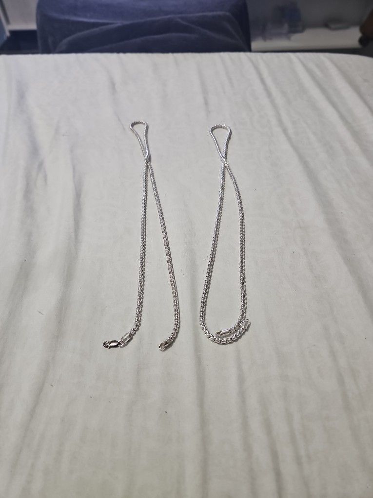 Two 5mm 30in Sterling Silver Box Rope Chains.
