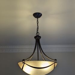 Allen + Roth Winnsboro 3-Light Bronze  Glass Bowl Pendant Light