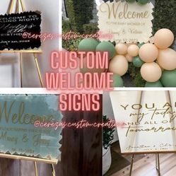 Welcome signs Acrylic signs Graduation, Party decor, decals, signs. 
