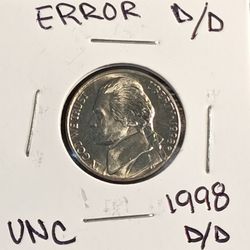 #475 Error Nickel D Over D And 8 Coin