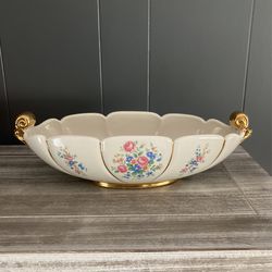 Vintage Oval Flowered Console Bowl By Abingdon USA