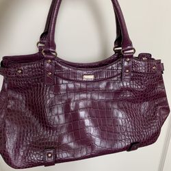 Kate Spade New York Croc Embossed Leather Purple Bag