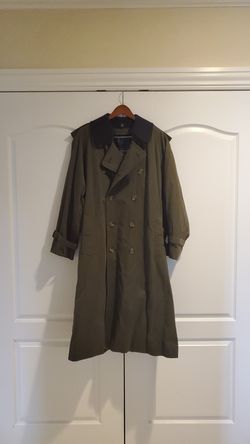 Burberry olive long coat with removable wool liner