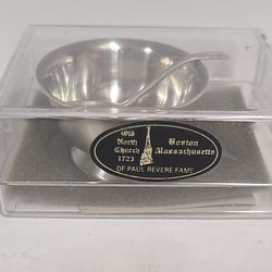 Vintage Revere Pewter Salt Cellar With Spoon 