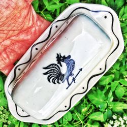 Country rooster weathervane weather vane mid century ceramic butter dish