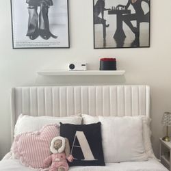 Full size White Upholstered Bed frame 