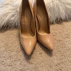Nude Snakeskin Pointed Toe Heels 🤎( 8.5)