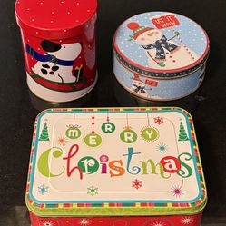 🚨Bargain: 🎄⛄️Collection of Christmas/Holiday Tin Containers with Lids (brand new)