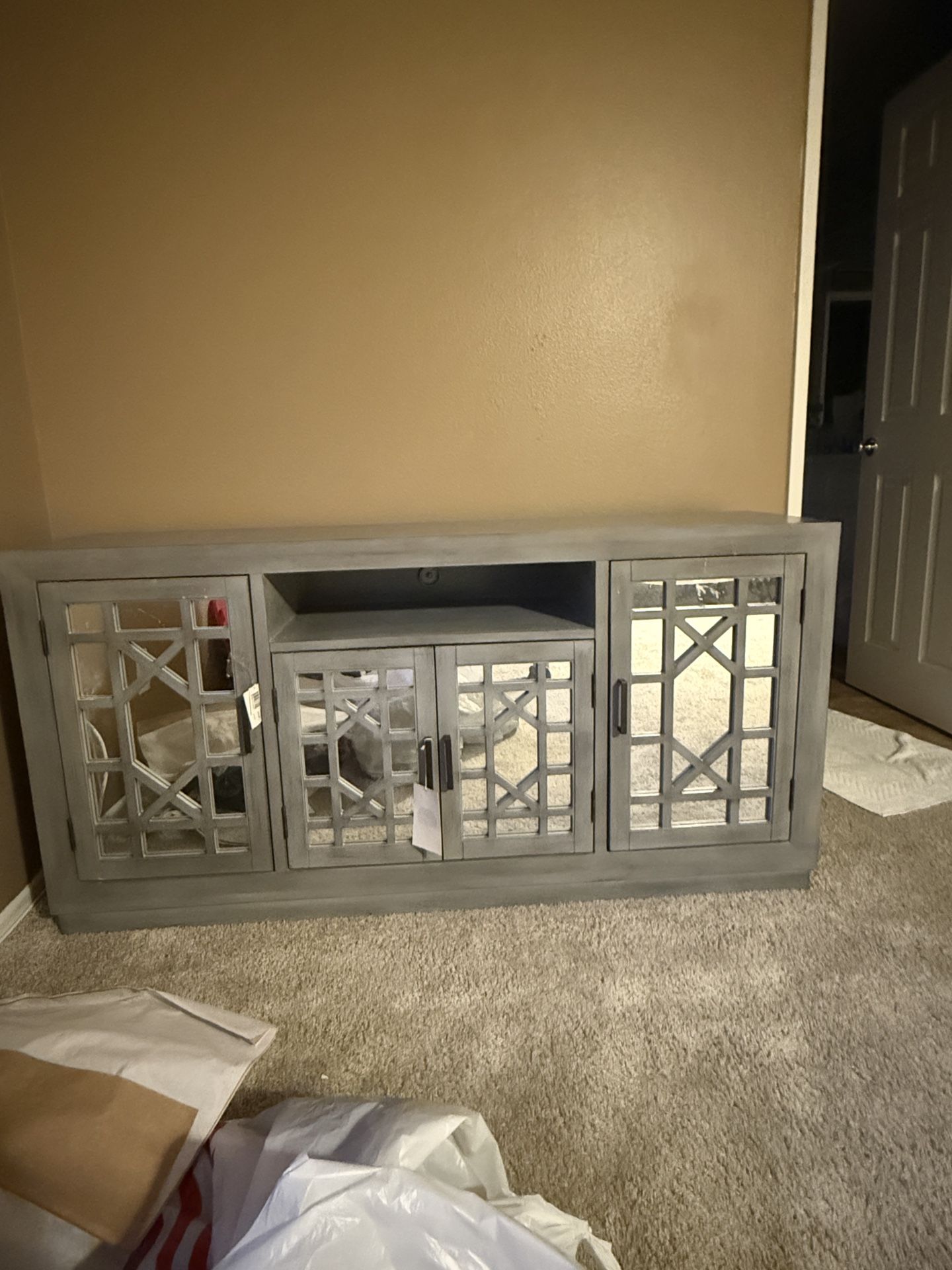 Media Console for TV with Storage Shelves