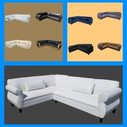 BRAND NEW 7X9FT SECTIONAL SOFA COUCH SET,  WHITE LEATHER, CUSTOM MADE AVAILABLE 