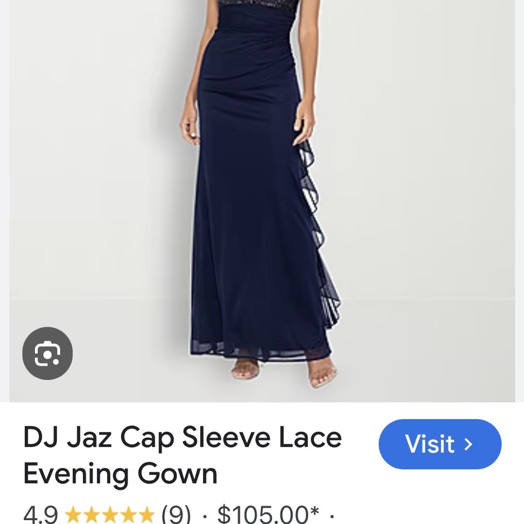 dj jaz formal dresses DJ Jaz Womens High-Low V Neck Sleeveless Evening Gown, Color: Navy