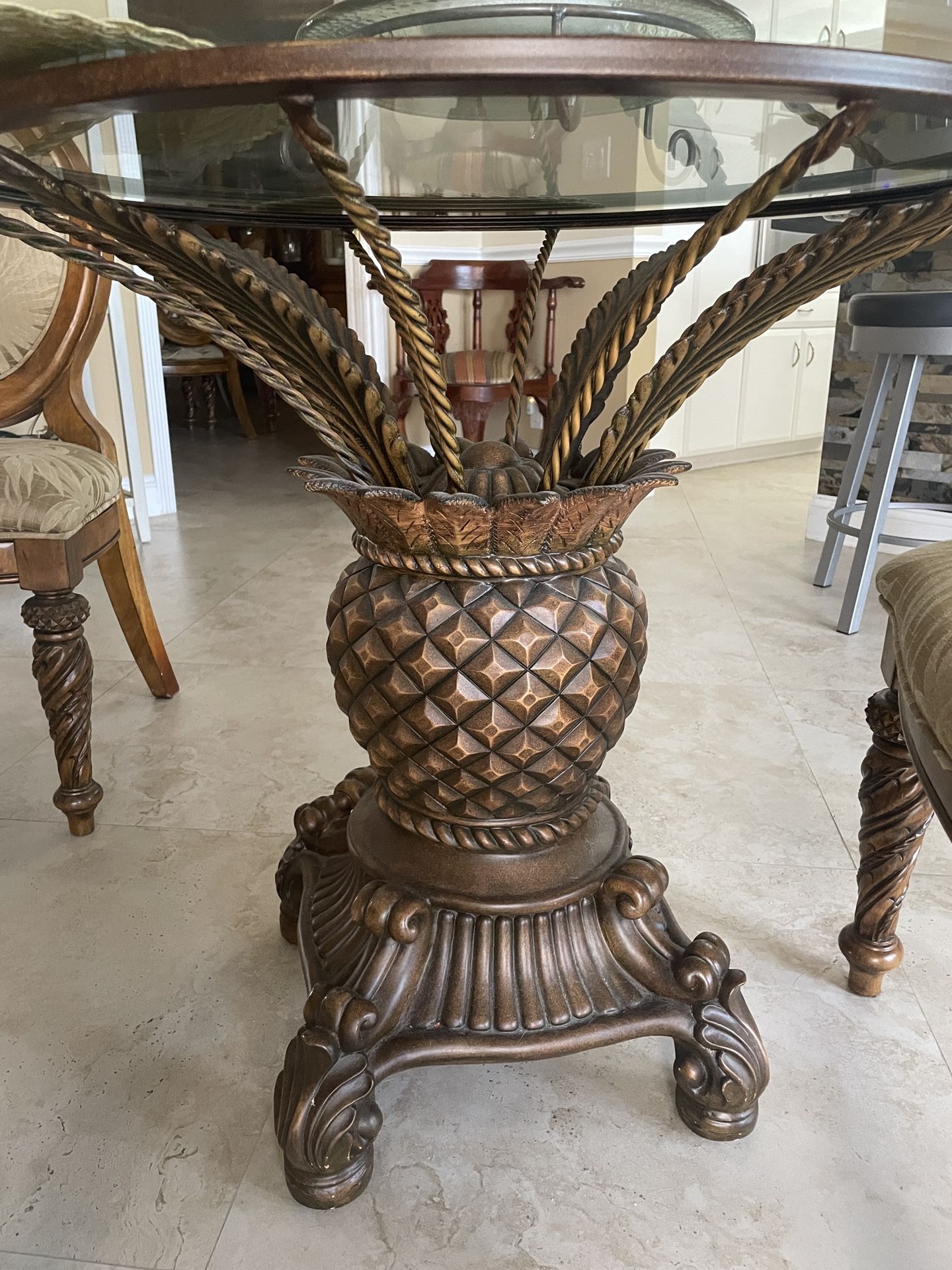 Glass Dining Table (Pineapple Base)