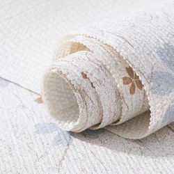 new 12"x120" Non-Adhesive Shelf Liner for Kitchen Cabinets and Drawers, Washable Non-Slip PVC Cabinet Liner (White Floral)(1 Roll) FIFTY FEET 12"x120"