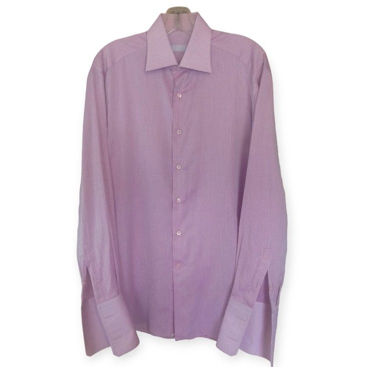 Stefano Ricci Pink Shimmer Cotton French Cuff Men’s Dress Shirt TALL 39