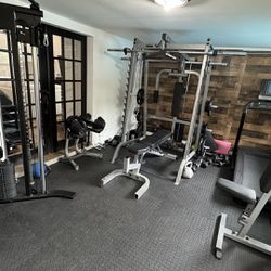 Complete Home Gym - Smith, Cable Cross, Dumbbells, Barbell, Olympic Plates, Chest Fly, Treadmill 