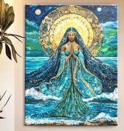 Yemaya Goddess of the Sea Orisha Wall Art Canvas🩵 Please Read Description