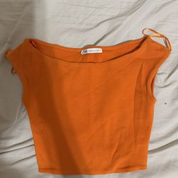 zara orange crop top