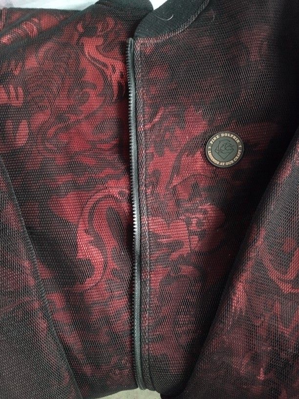 eBay
https://offerup.com/redirect/?o=aHR0cHM6Ly93d3cuZWJheS5jb20= › itm
Rare PINK DOLPHIN Bomber Jacket Black Mesh w/ Red Floral Design ...