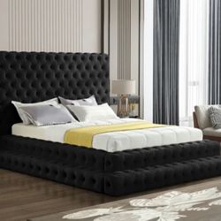 KIKI QUEEN SIZE BED FRAME W/ PILLOW TOP MATTRESS 