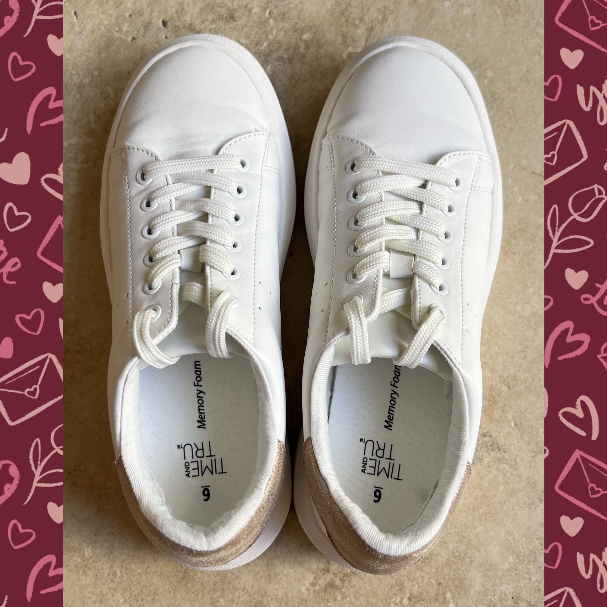 Time and Tru White Sneakers Size 6