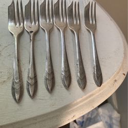 Set (6) English Pastry Forks Vintage 