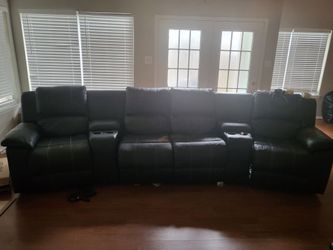 5 peice black leather recliner
