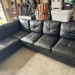 Black Leather Sectional