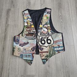 Vintage 90s Route 66 Tapestry Vest Womens Size Large