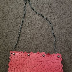 RED LEATHER CROSSBODY CLUTCH