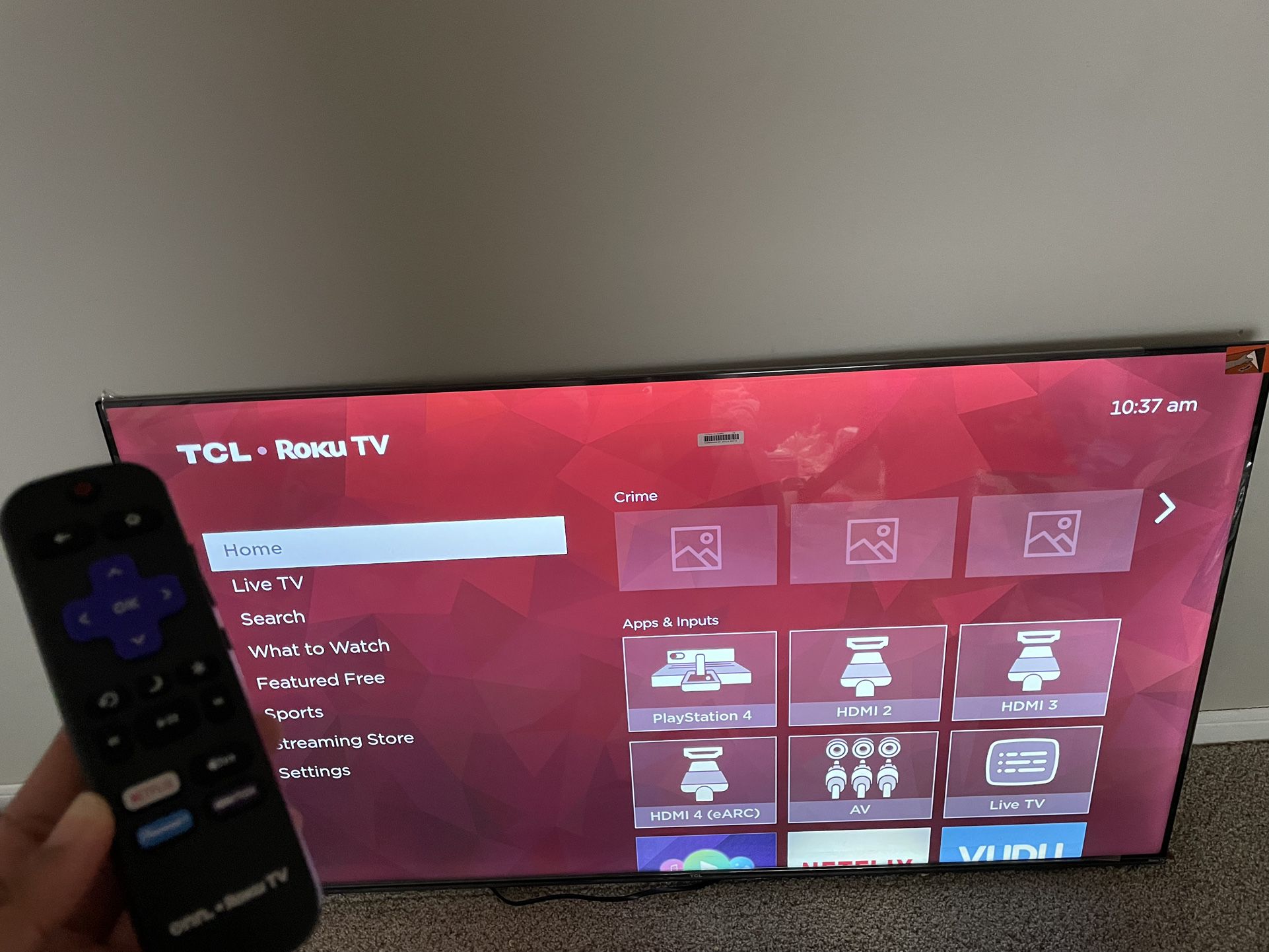 55 Inch Tv (Roku) With Remote 