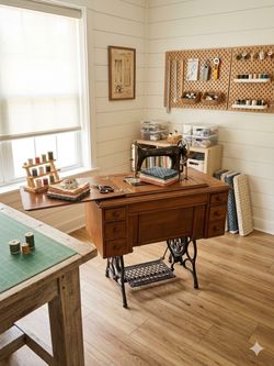 Vintage Eldredge Treadle Sewing Machine & Cabinet